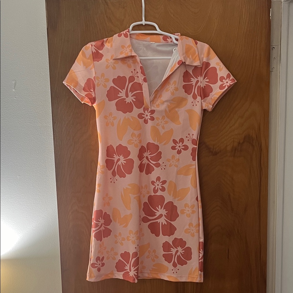 Floral Pink and Orange Dress